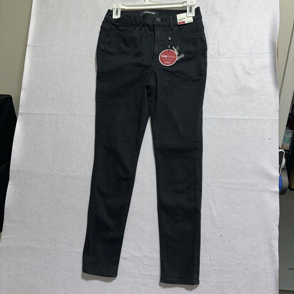 Women’s Express Ankle Legging High Rise Stretch+ Denim Black Jeans Size 6R